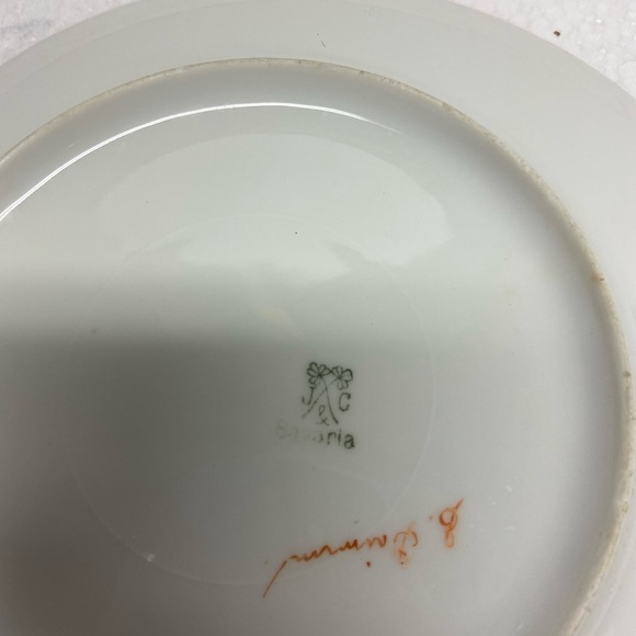 Vintage Bavarian Porcelain Plate Pink/green 8” Cottage Core - Picture 6 of 9